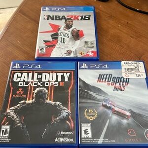 PS4 game bundle - Call of Duty Black Ops III, Need for Speed Rivals, and NBA2K18